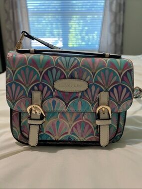 Lalo Novo Multicolor Patterned Crossbody Bag - Pastel Teal & Pink